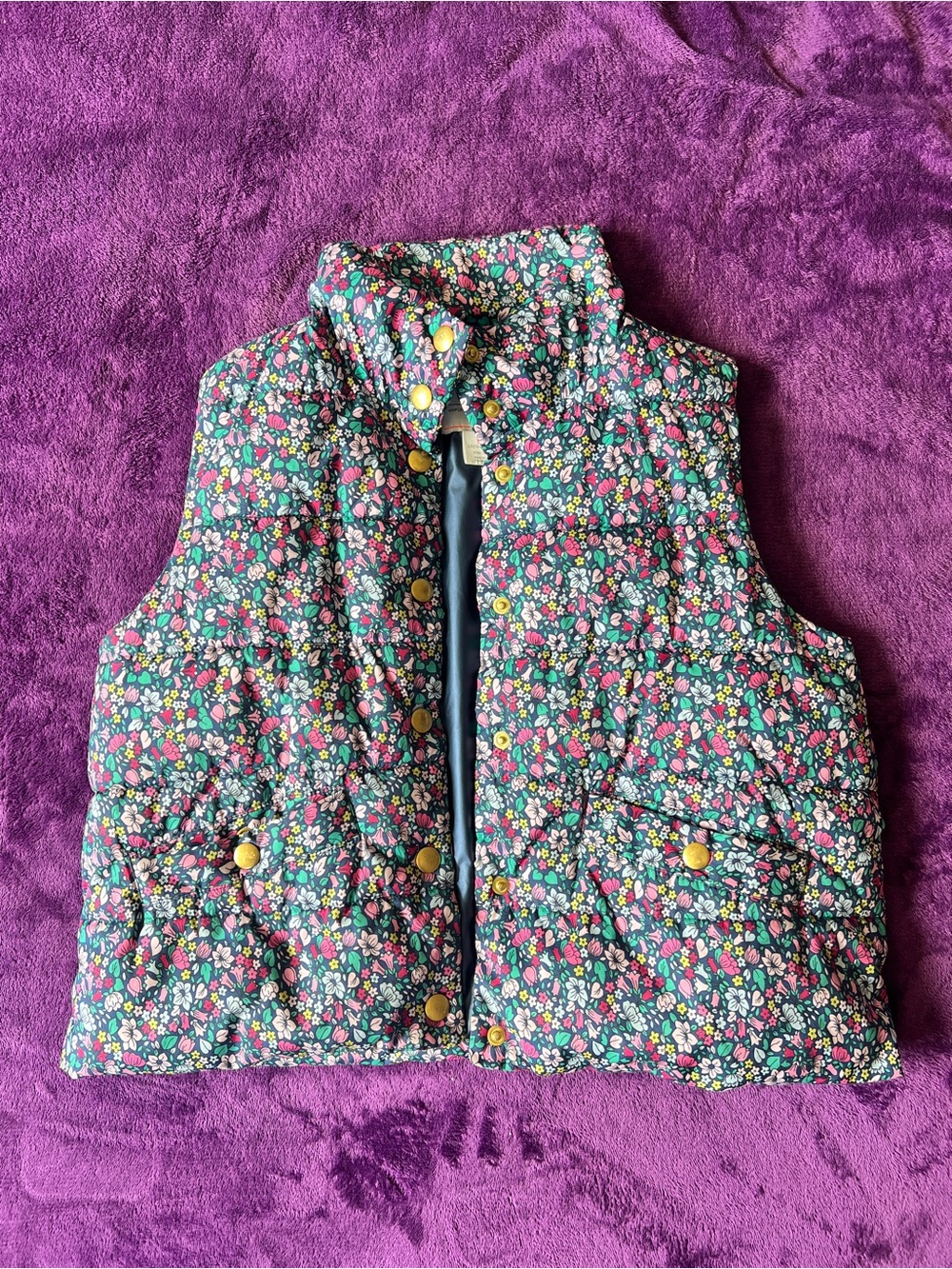 Crewcuts Floral Quilted Vest in Pink, Green & Yellow